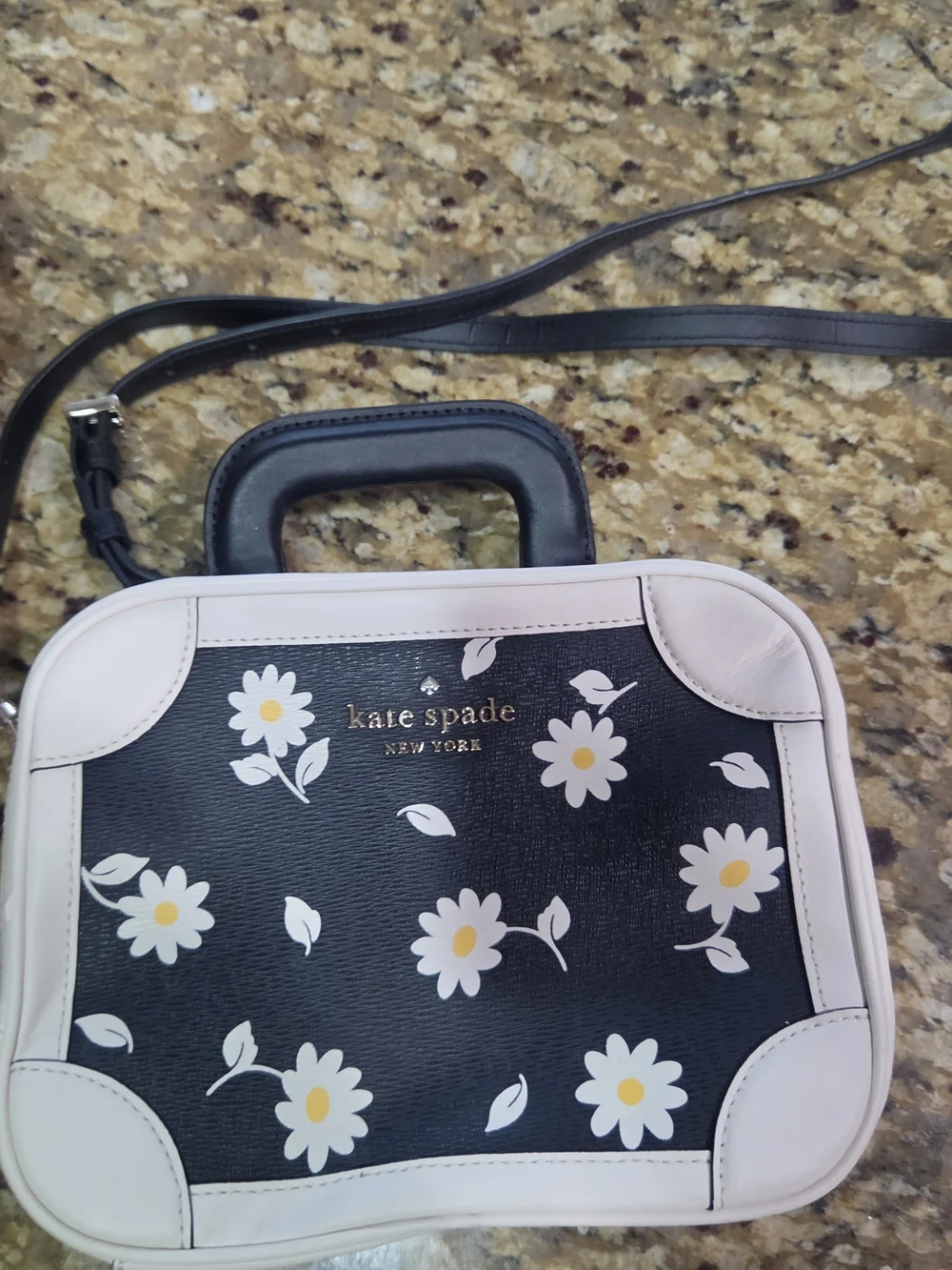 kate spade Black & White Daisy Print Crossbody Bag